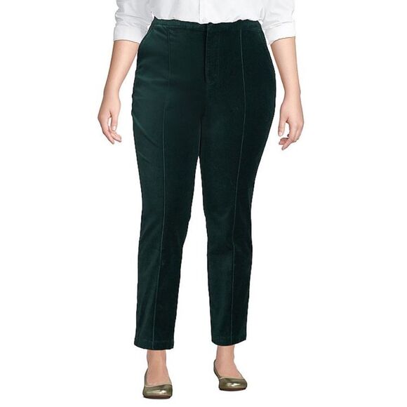 LANDS' END Velvet High Rise Pintuck Pants - Picture 1 of 15